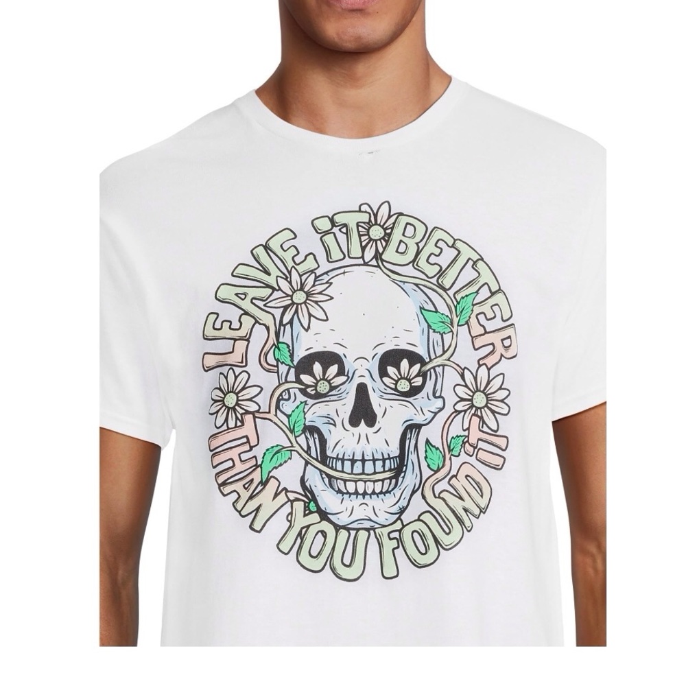Leave It Better Than You Found It Floral Skull Men's Graphic Tee,